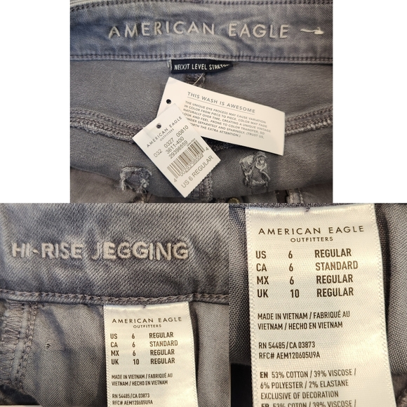 American Eagle Seamed Hi-Rise Jegging Next Level Stretch Grey 6 NWT - Picture 8 of 8